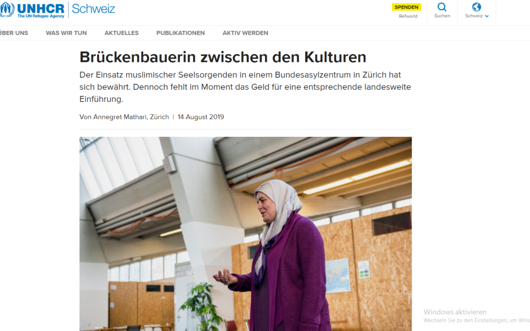 UNHCR vom 14. August 2019: „Brückenbauerin zwischen den Kulturen“, Interview mit der muslimischen Asylseelsorgerin Belkis Osman