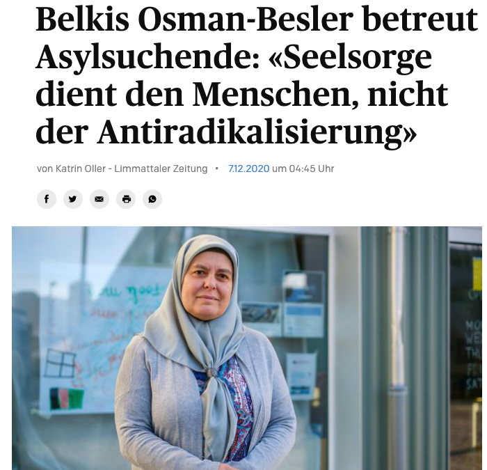 Aargauer Zeitung vom 07. Dezember 2020: „Seelsorge dient den Menschen, nicht der Antiradikalisierung“